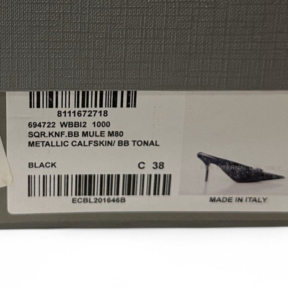 Balenciaga Women's Black Square Knife BB Mule Size 38 NEW IN BOX - Picture 16 of 16